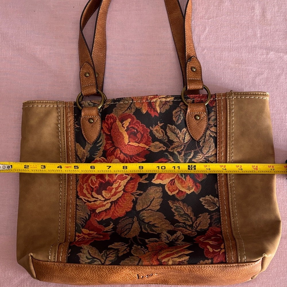 Floral Tan and Brown Tote Bag
